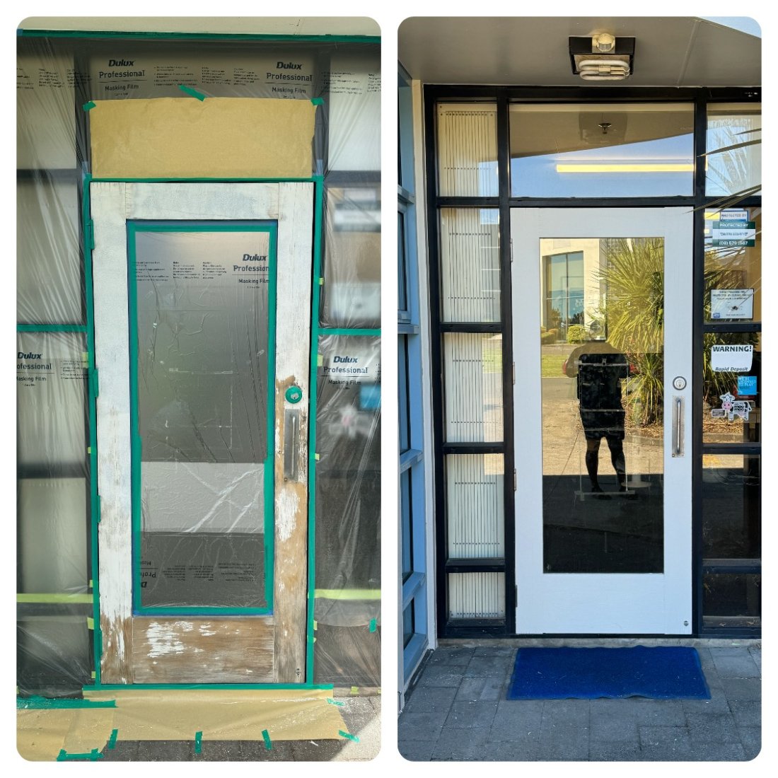 Entry door repaint before and after