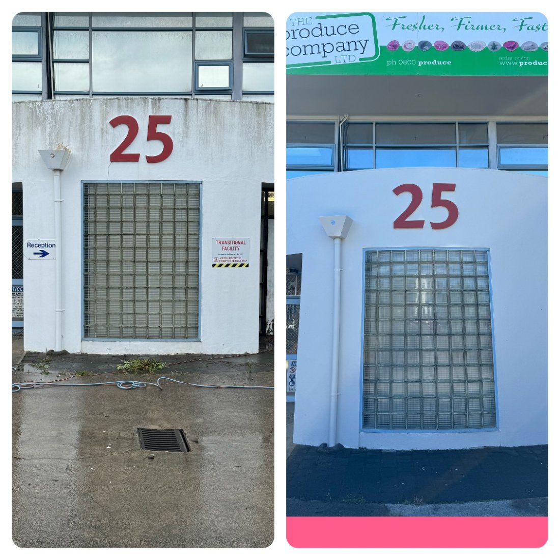 Commercial facade repaint before and after