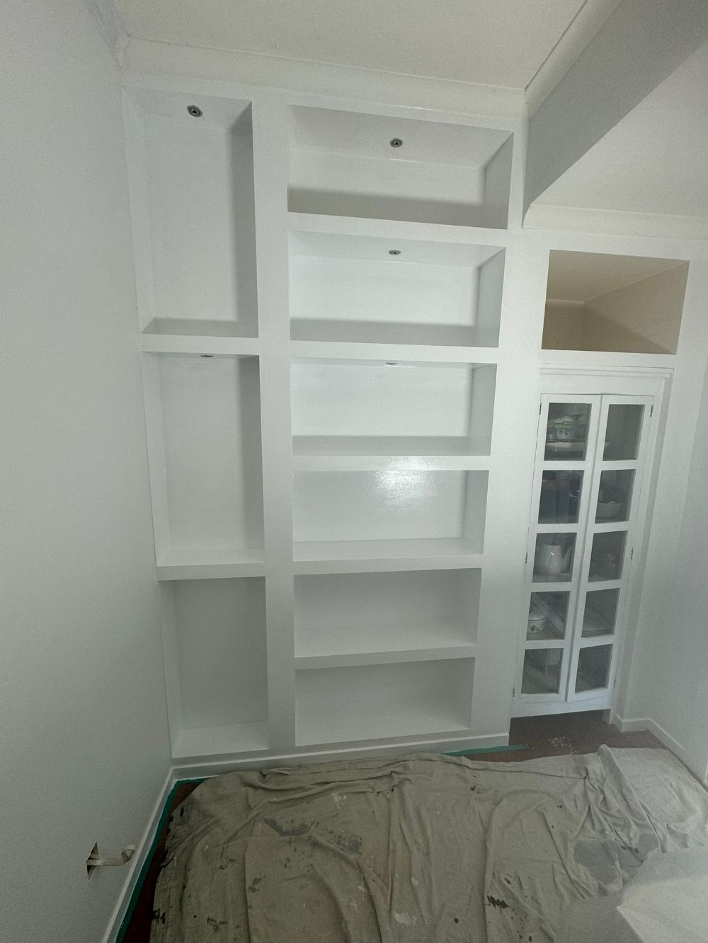 Built-in shelving after painting