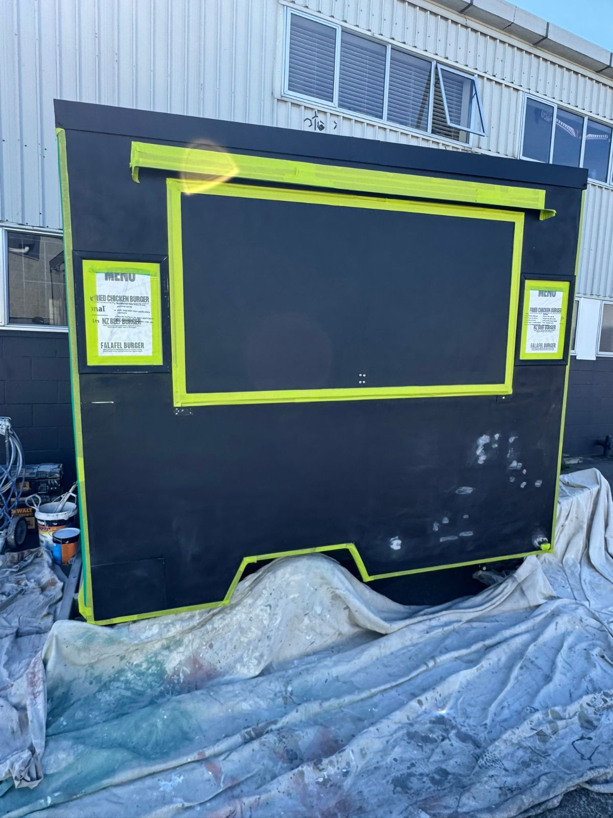 Food trailer masked up before respray